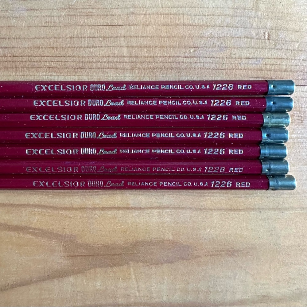 NOS Vintage Reliance Pencil Co. Excelsior Duro Lead colored pencils in 1226 Red